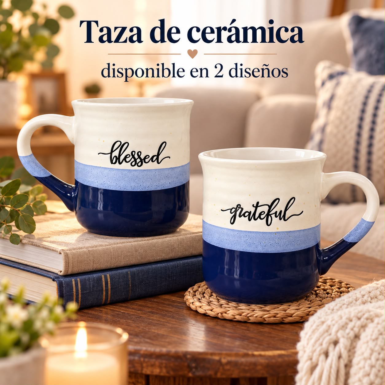 Taza de cerámica Blessed y Grateful – 2 diseños