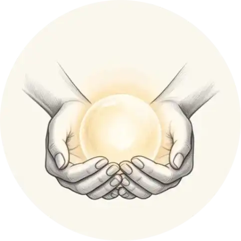 Hands cupping golden sphere of light