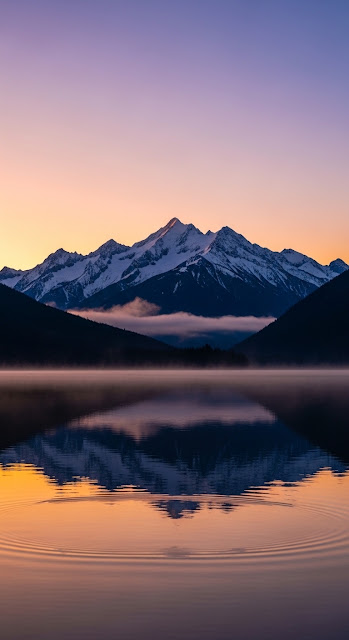 Snowy Mountain Lake Reflection - Free mobile Wallpaper