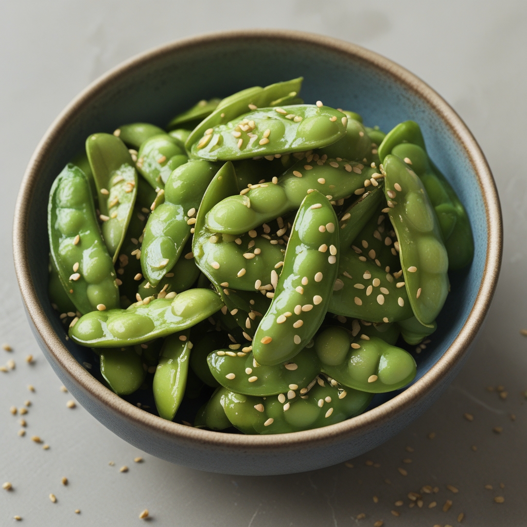 Crispy Gochujang-Honey Edamame with Toasted Sesame Sprinkle