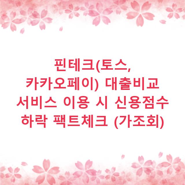 핀테크(토스, 카카오페이) 대출비교 서비스 이용 시 신용점수 하락 팩트체크 (가조회)