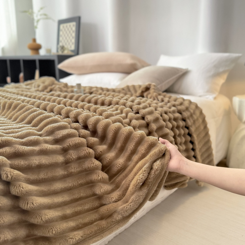 Luxurious Flannel Blanket Made of Faux Rabbit Fur