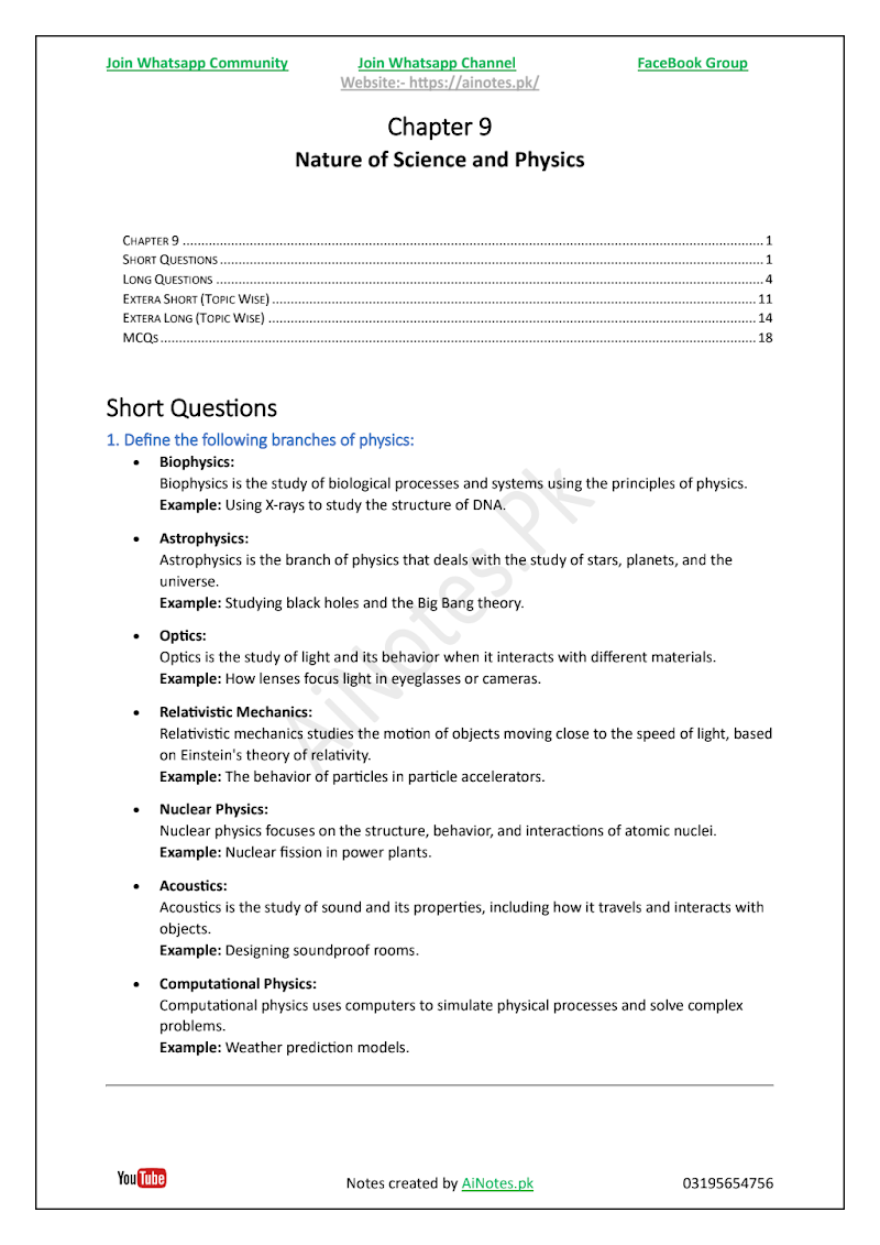 FBISE Class 9 Chapter 9 Nature of Science and Physics