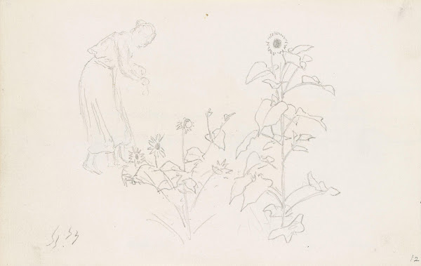 Female figure and plant studies Between 1878 and 1880
