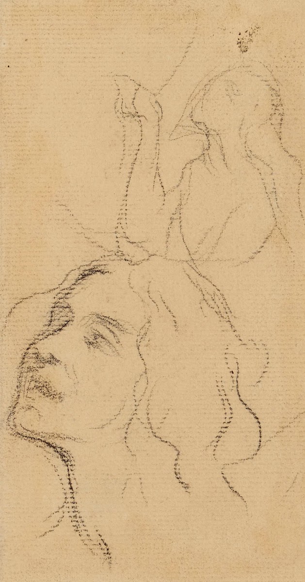 Etude dune femme en buste et dun visage de femme