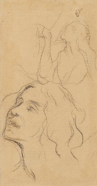 Etude dune femme en buste et dun visage de femme