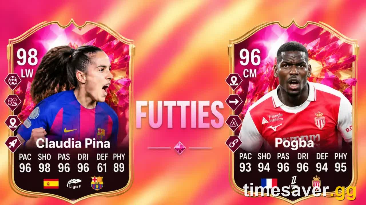 EA FC 26 FUTTIES Ultimate Team cards showing the pink crystalline FUTTIES card design