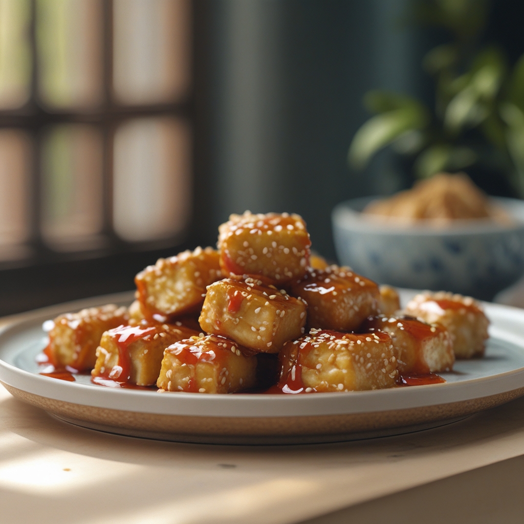 Final Crispy Sesame-Garlic Tofu Bites with Sweet Chili Glaze
