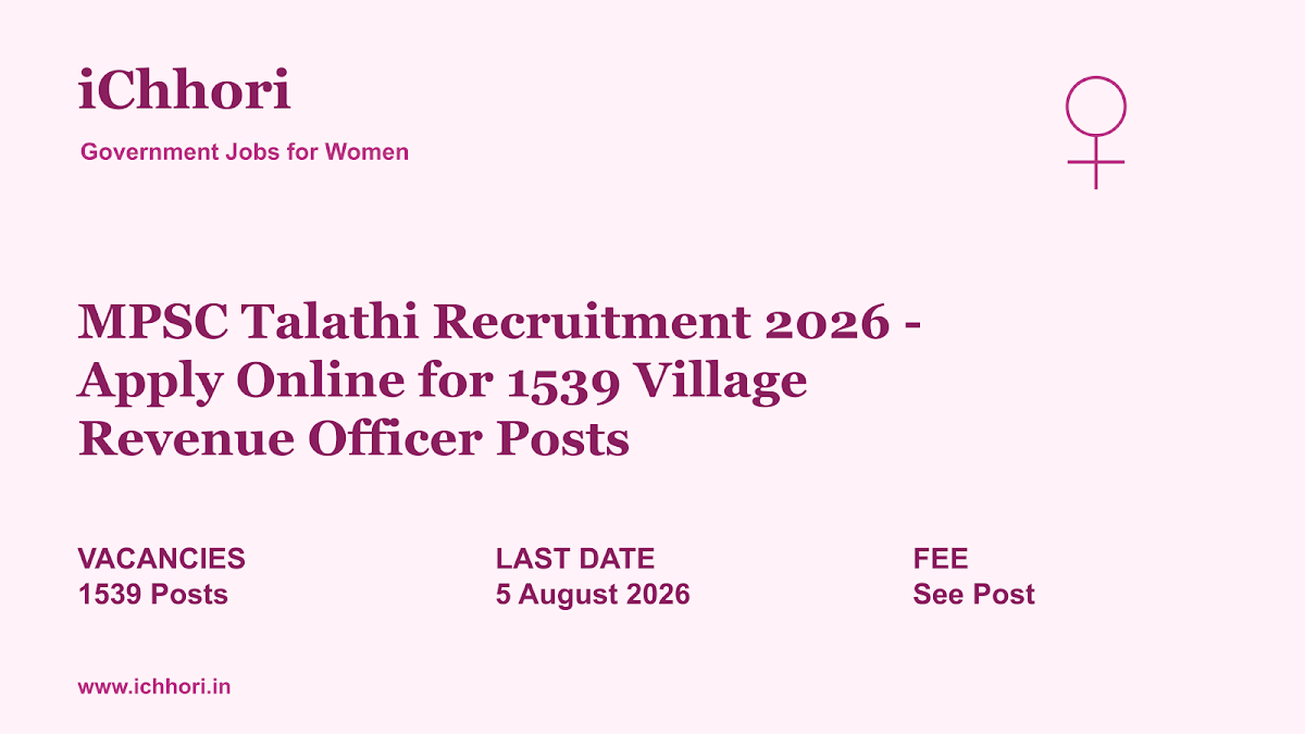 MPSC Talathi Recruitment 2026 - Apply Online for 1539 Village Revenue Officer Posts - iChhori