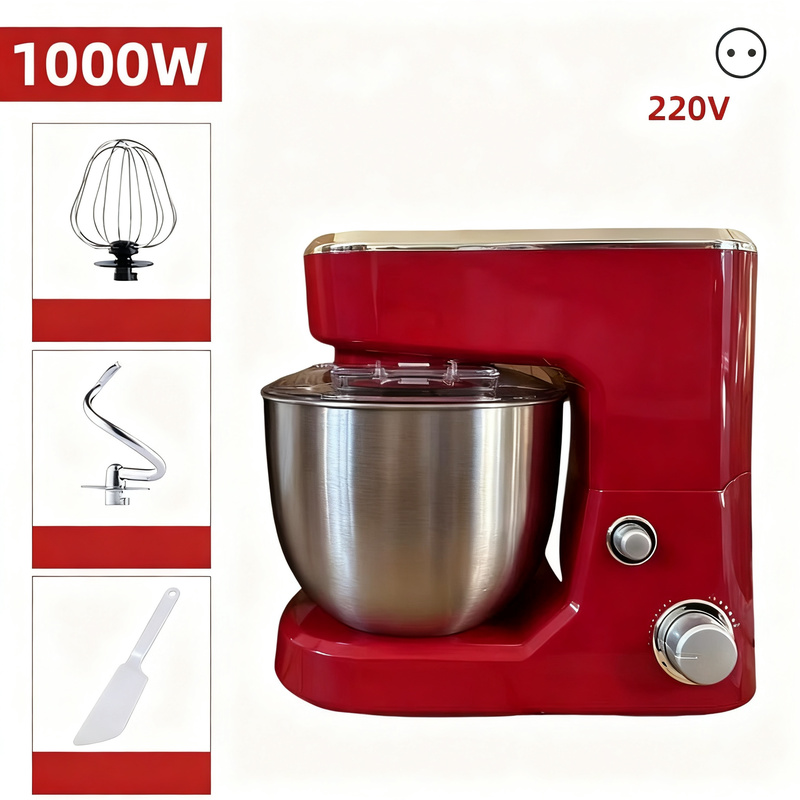 Küchenmaschine 5 L, Edelstahl, mehrere Stecker