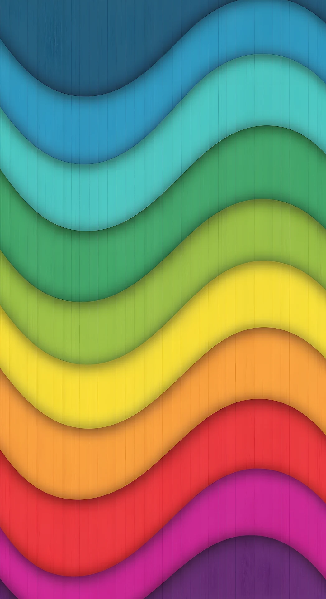 Abstract Layered Waves Vibrant Rainbow Colors Textured Graphic Design - Free 4K mobile Wallpaper