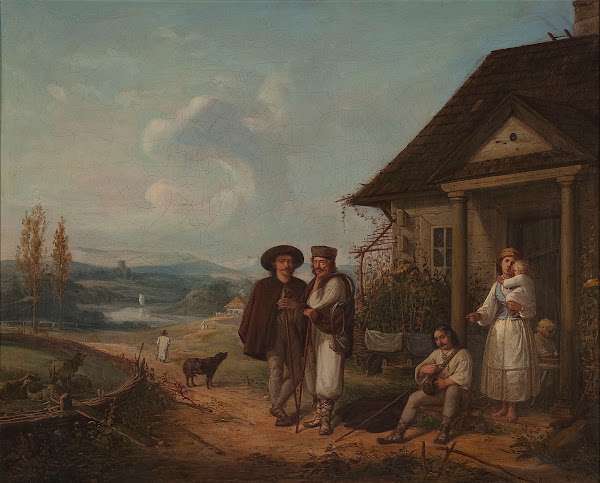 In front of a manor house 1856