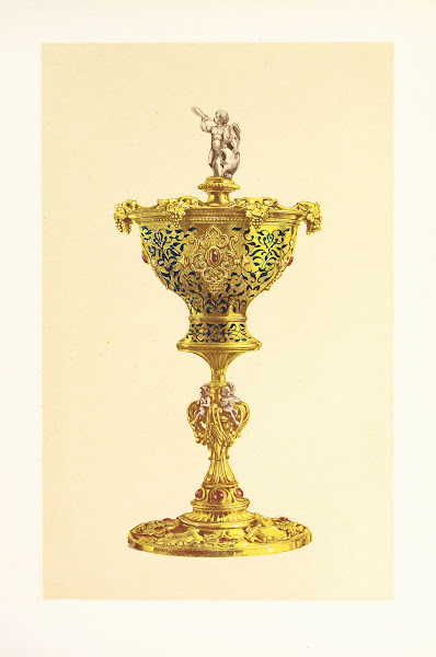 Vase or Hanap with Cover in Silver Gilt Enamelled and Set with Jewels 1858