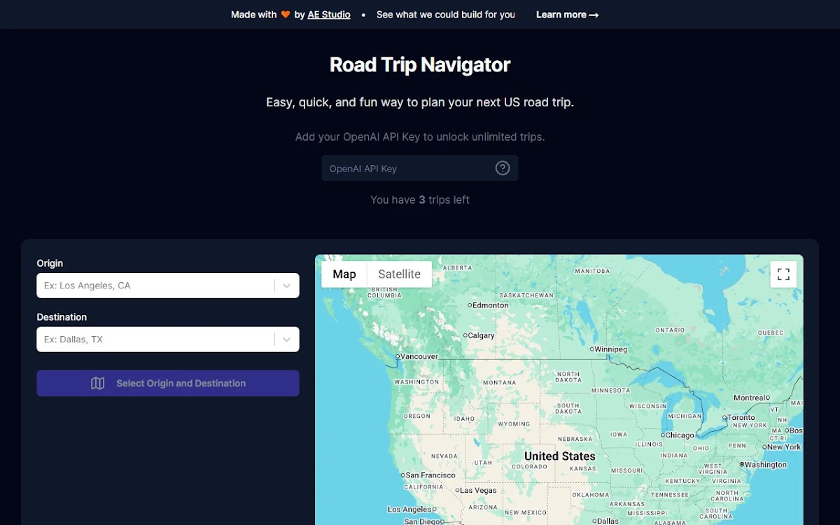 Captura de Road Trip Navigator