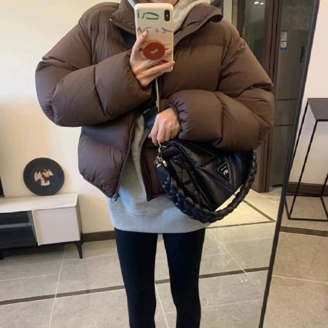 Women's Down Jacket, Short, White Duck Down, Stand-Up Collar