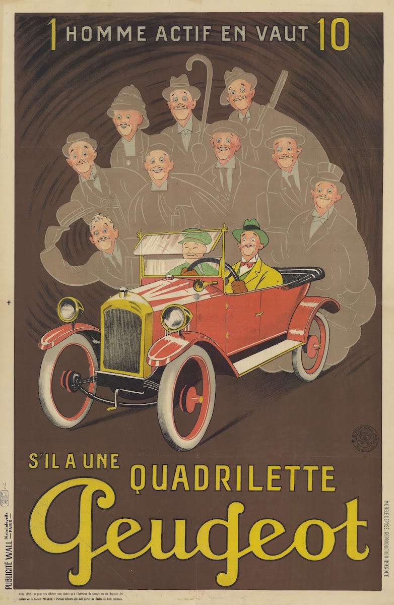 1 homme actif en vaut 10 sil a une quadrilette Peugeot 1925