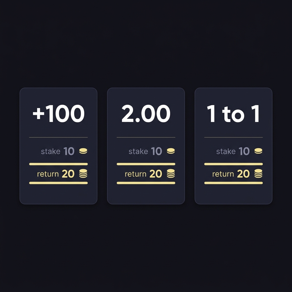 Minimalist Funded Plays infographic showing odds plus 100 2.00 and 1 to 1 with stake and return examples for one bet vegas
