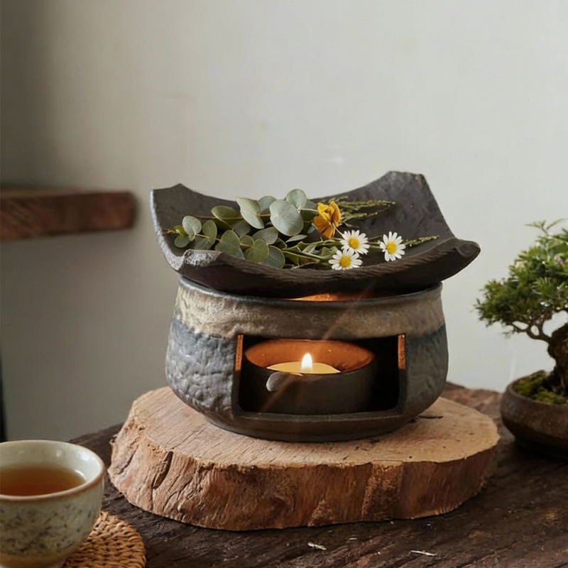 Ceramic incense burner with heat protection