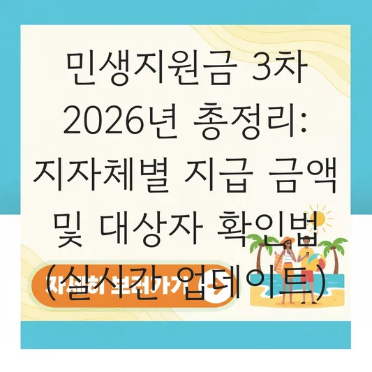 2026년 민생지원금 3차 지역별 지급 금액 및 대상자 확인 방법 총정리 대표 이미지