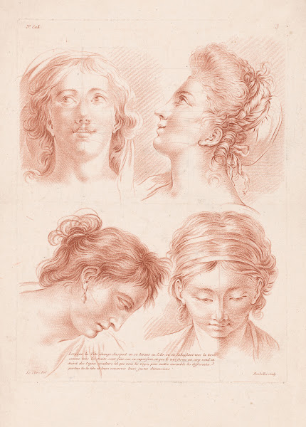 Four womens heads in different poses 1749 1849