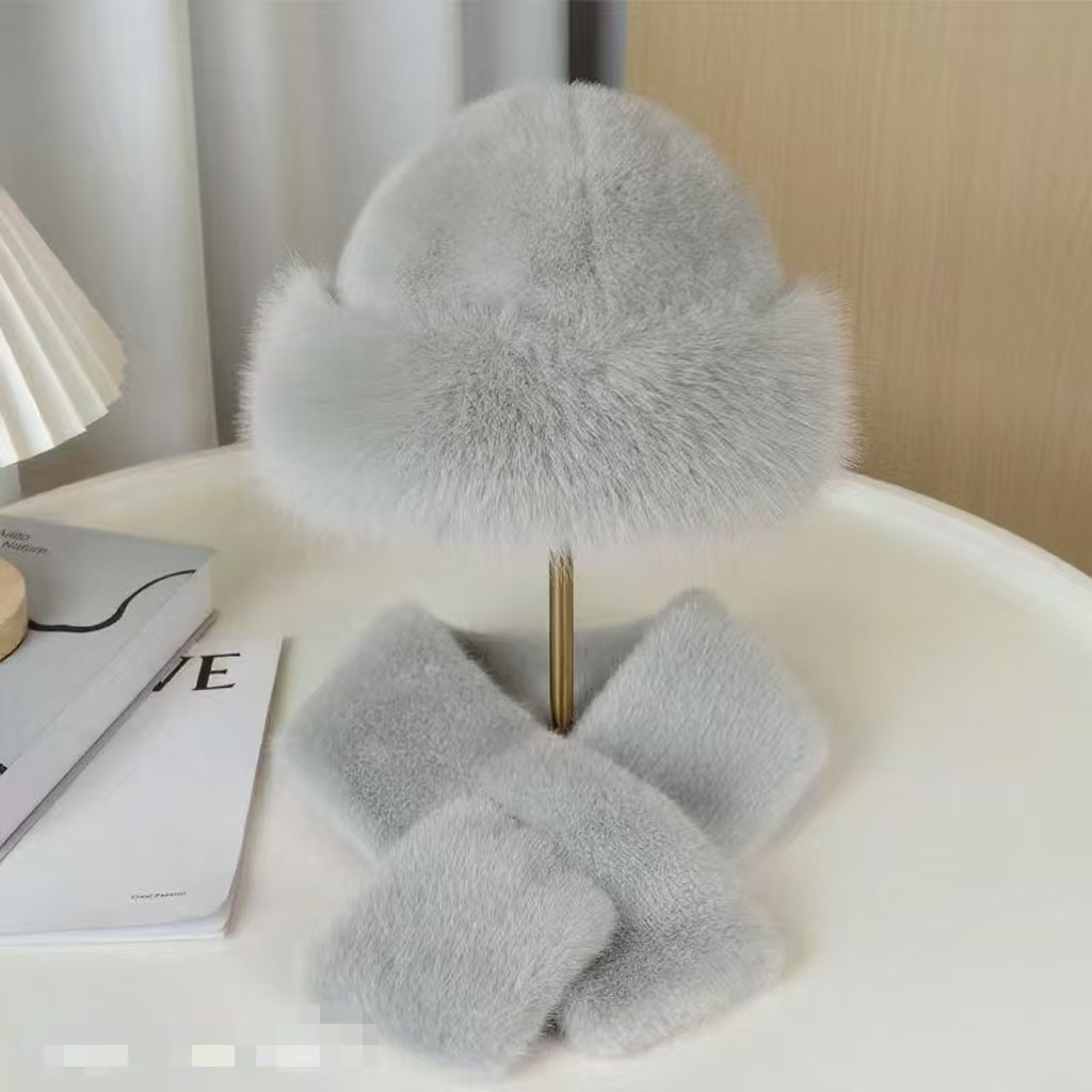 Faux Fur Beanie and Scarf Set