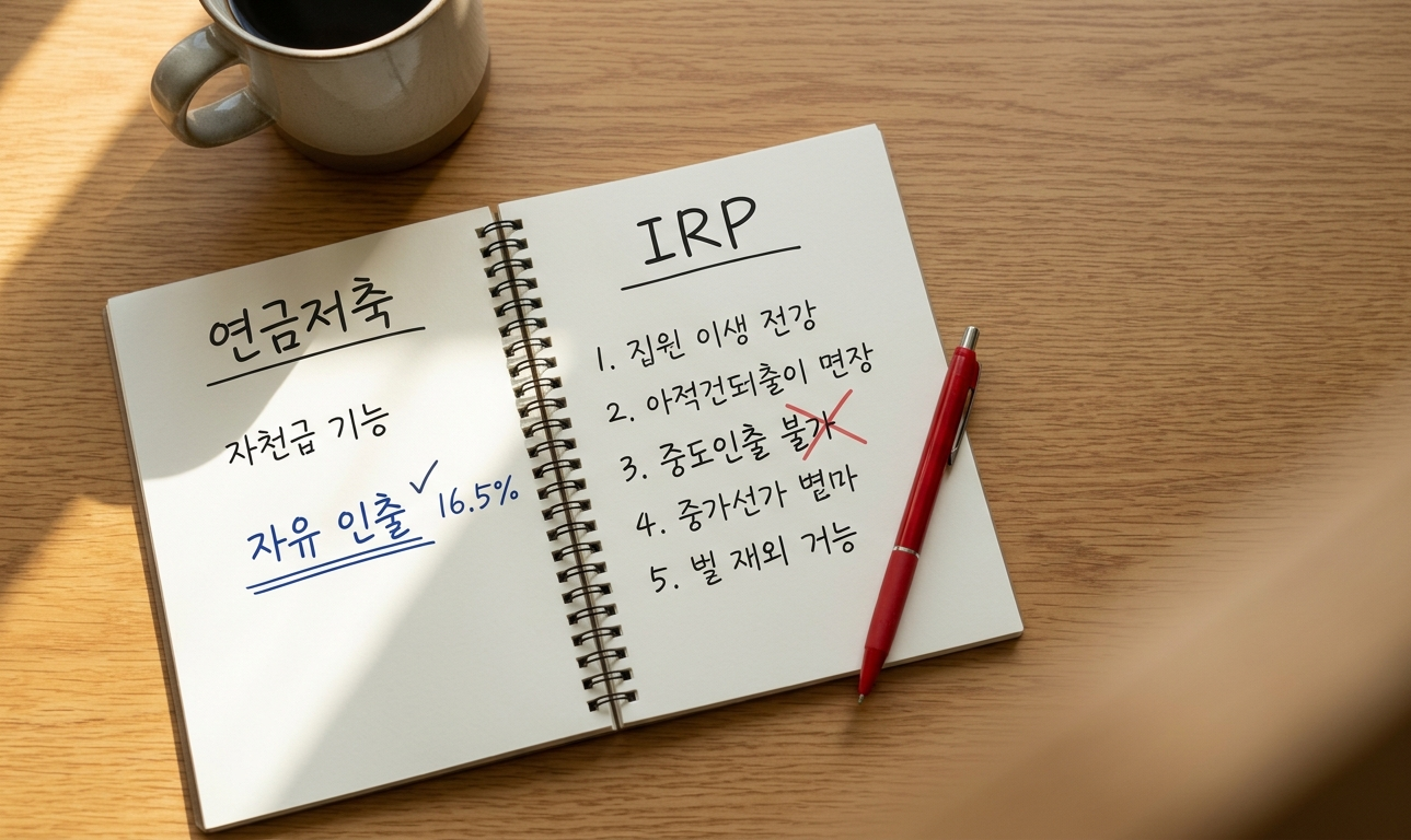 연금저축 IRP 비교 — 중도인출 조건 차이 한눈에 보기