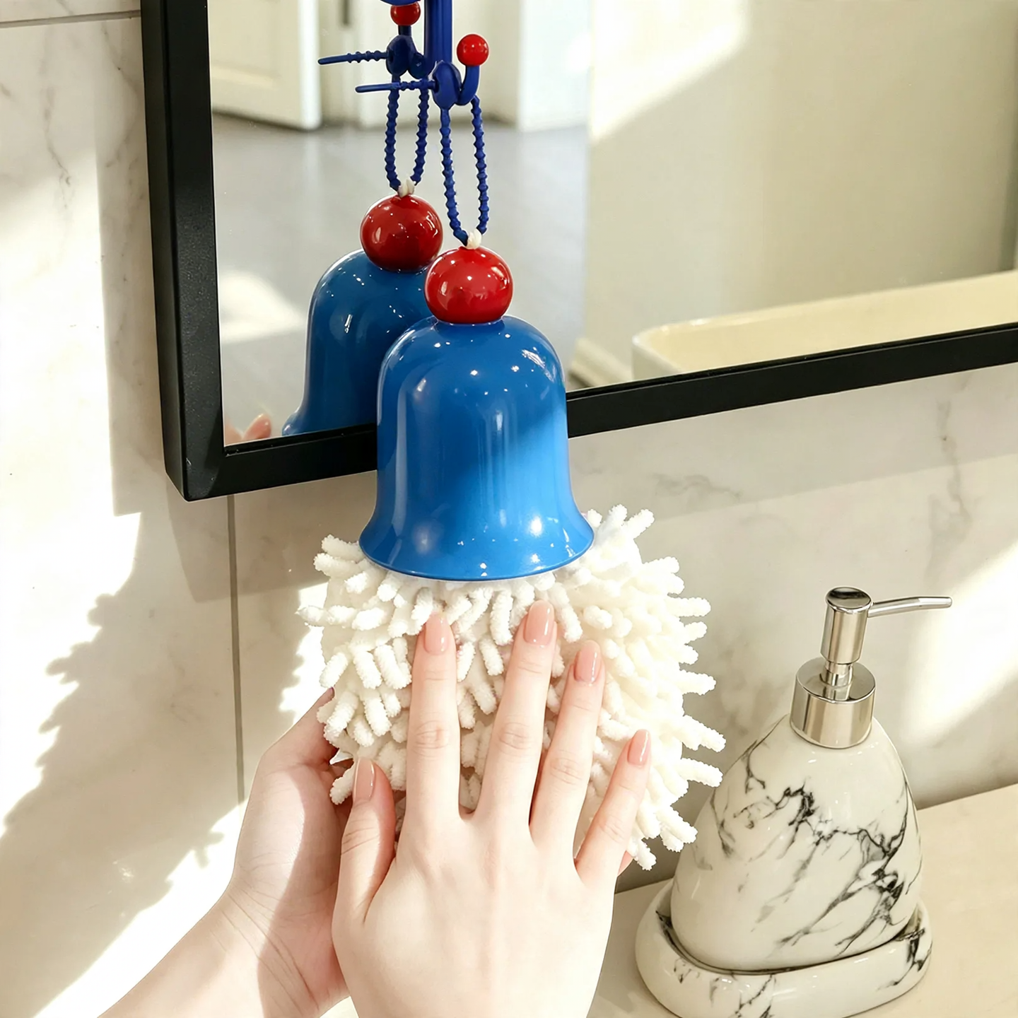 Hanging towel with bell, highly absorbent