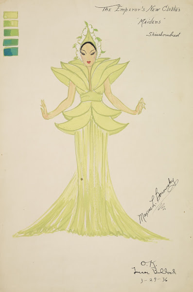 Emperors New Clothes Maidens green gown with top shaped like leaves 1934 1943