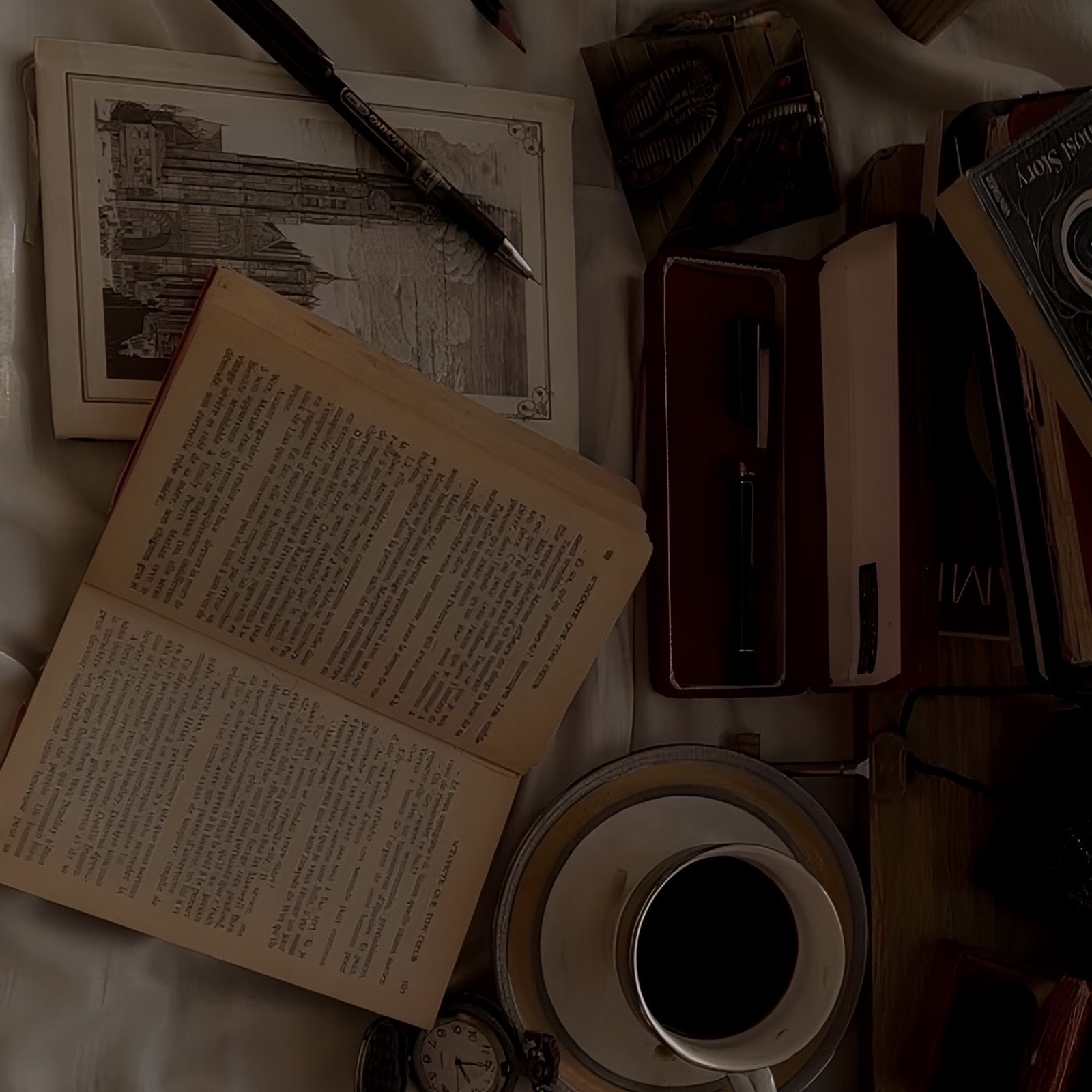 Download Vintage Books And Coffee Flat Lay Full HD iPhone