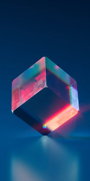 Crystal , Blue, Cube, Artwork, Reflection 4K Wallpaper Background