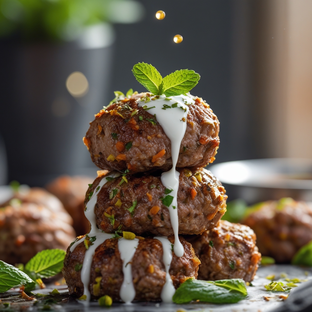 Final Moroccan Spiced Lamb & Date Power Meatballs with Yogurt-Cucumber Drizzle