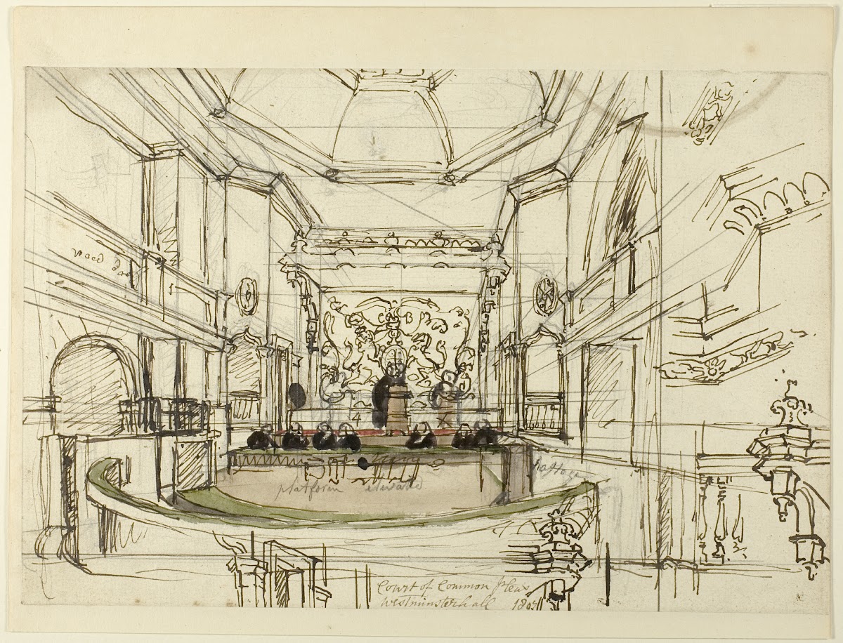 Study for Court of Common Pleas Westminster Hall from Microcosm of London 1807
