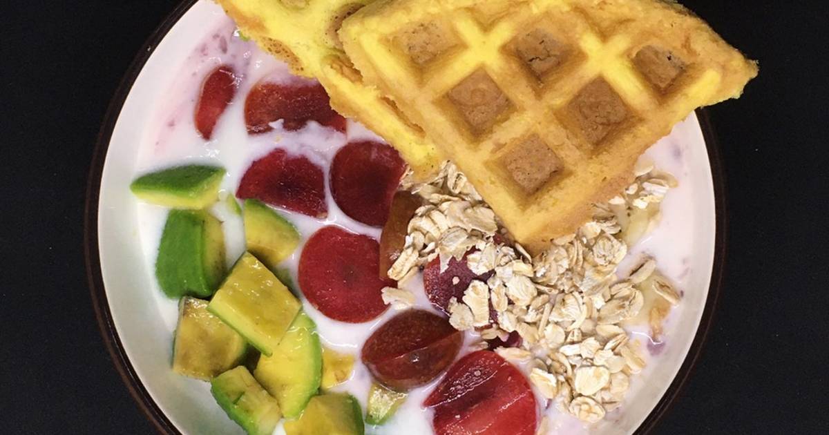 [Giảm cân #D_6] Sữa chua trái cây + Waffle yến mạch (319 calo)