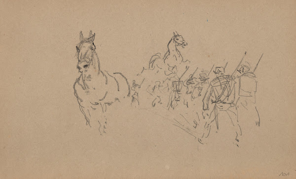 Manœuvre militaire et études de cheval
