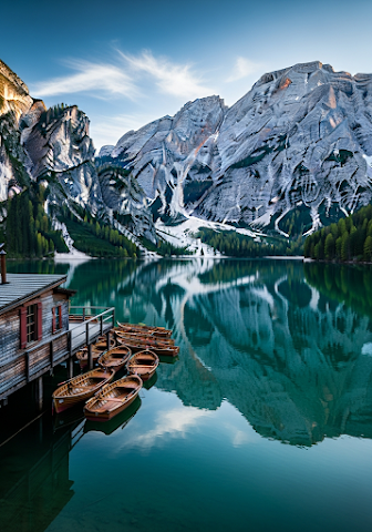 Lake Braies Reflections Mountains