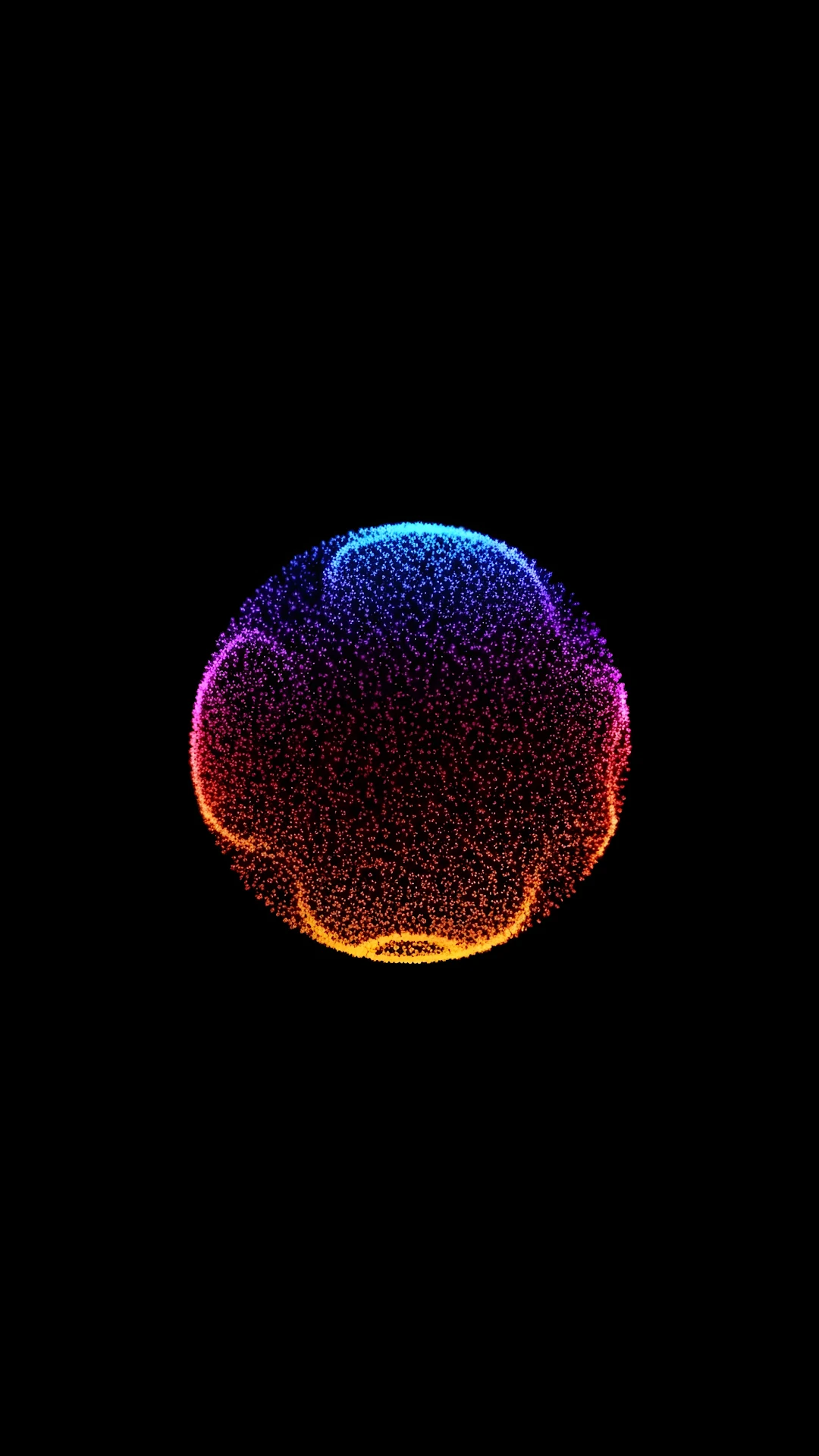 Glowing Particle Sphere with Rainbow Gradient on Black - Free 4K mobile Wallpaper