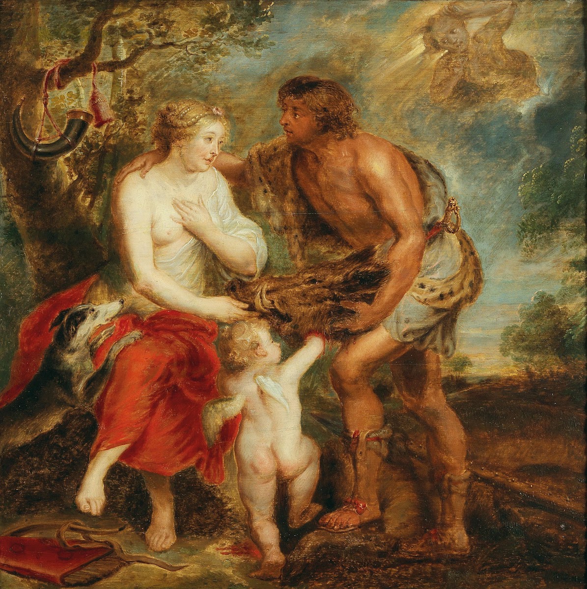 Meleager presenting the head of the Calydonian boar to Atalanta