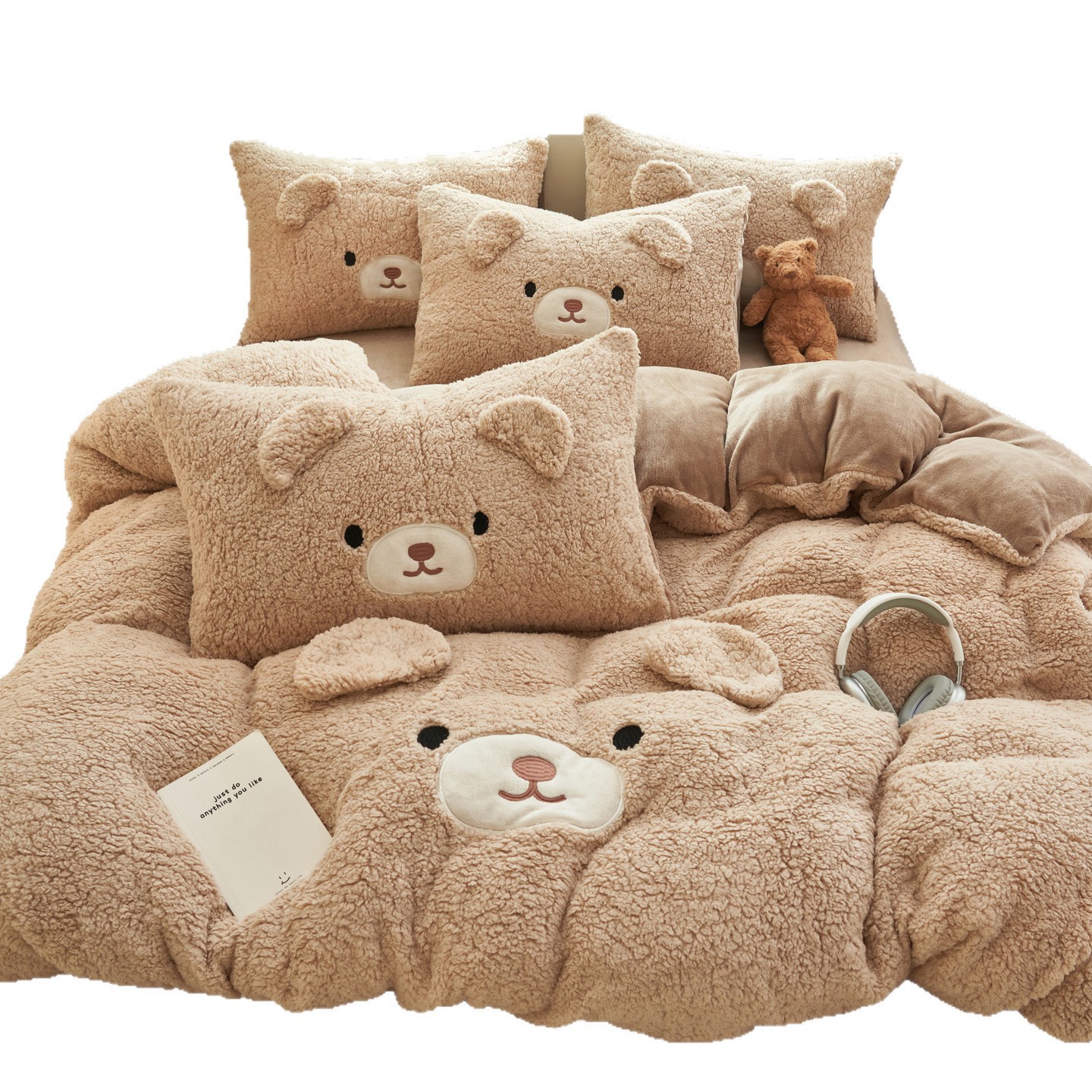 Flauschiges Milchfaser-Fleece-Bettwäsche-Set, verspielt