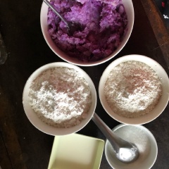 Hấp chín khoai mỡ, Ghiên nát khoai mỡ