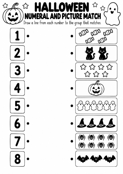 Halloween Numeral and Picture Match