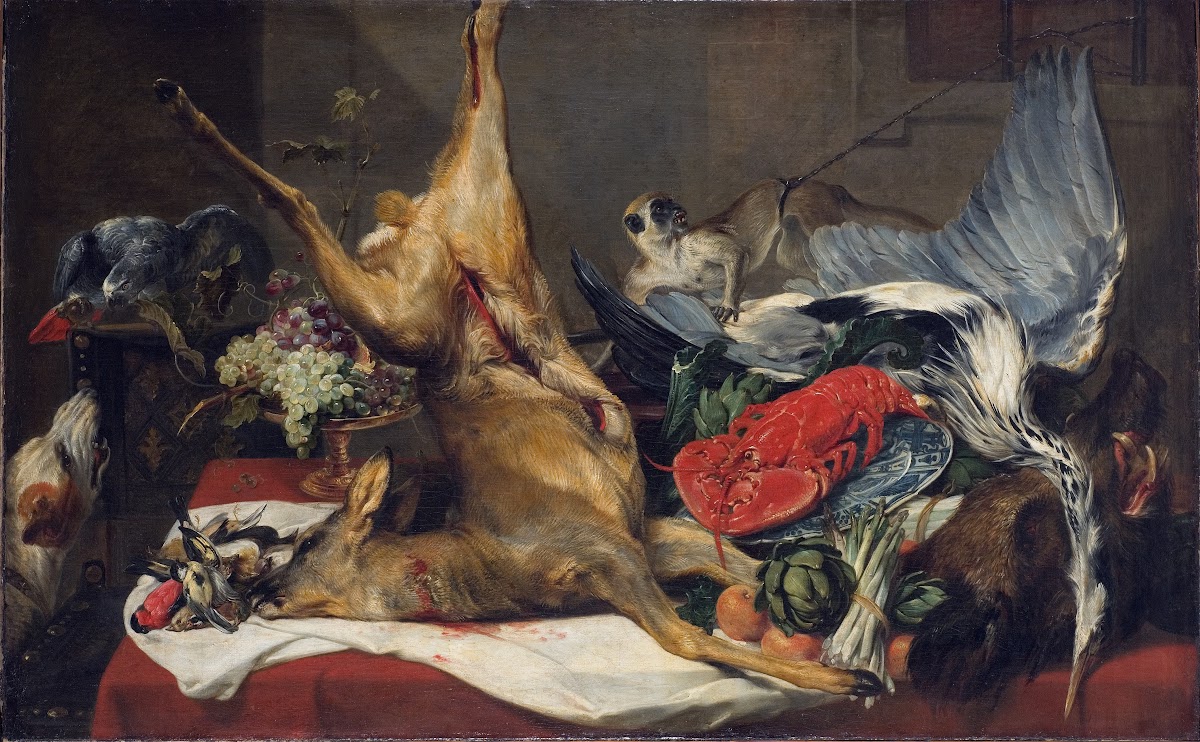 Still Life with Dead Game a Monkey a Parrot and a Dog