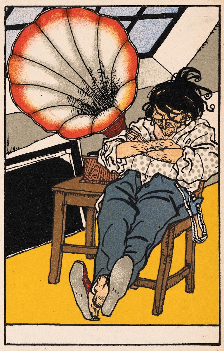 Nr 505 Schlafender Mann mit Grammophon 1911