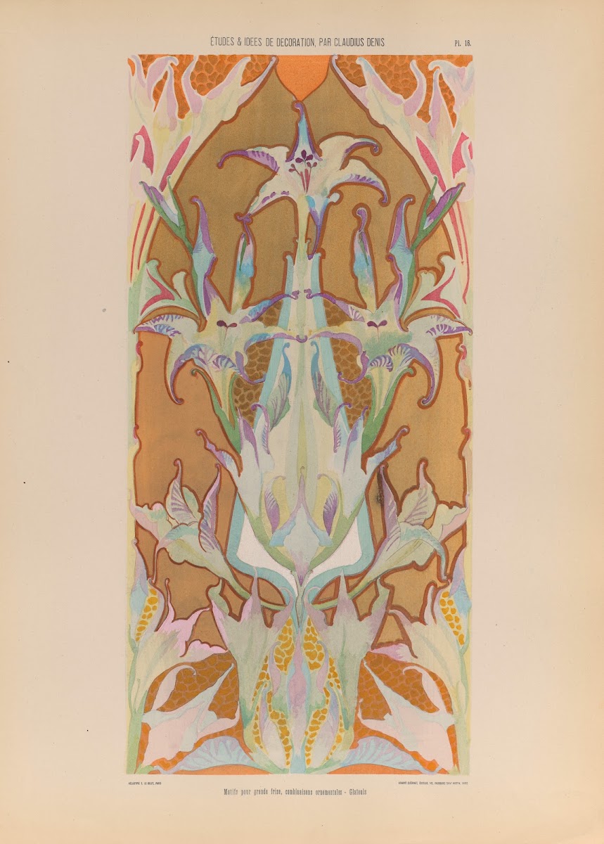 Motifs pour grande frise combinaisons ornementales  Glaïeuls 1920