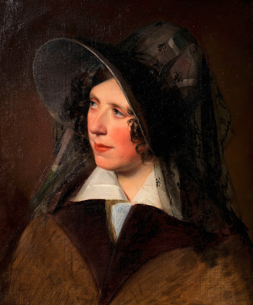 Antonie Amerling mit schwarzem Schleierhut 1 Gattin des Künstlers 1832