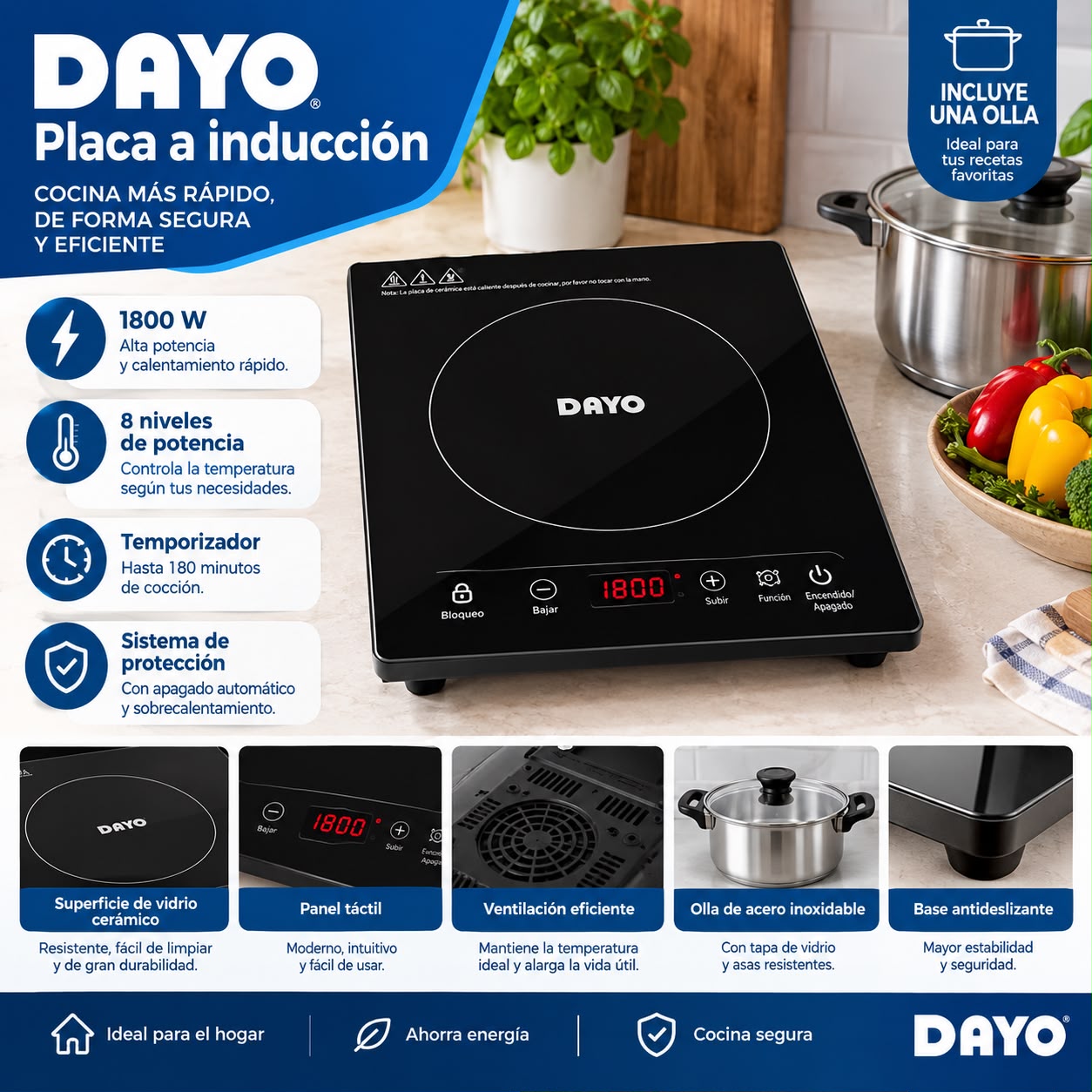 Placa a inducción con olla