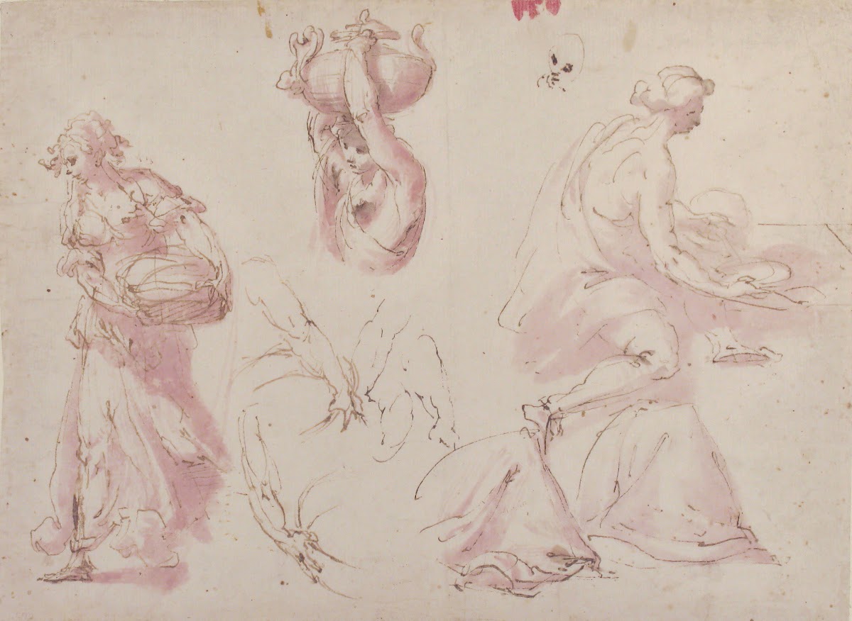 Figure Studies Woman Carrying a Basket Woman Carrying a Vase and Woman Seated at