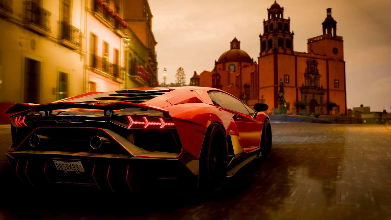 Red Lamborghini Aventador SVJ In Mexico - Video Game Photography 4K Wallpaper (3840x2160)