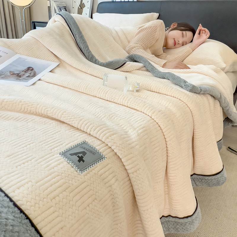 Thickened Milk Fiber Fleece Blanket, solid color