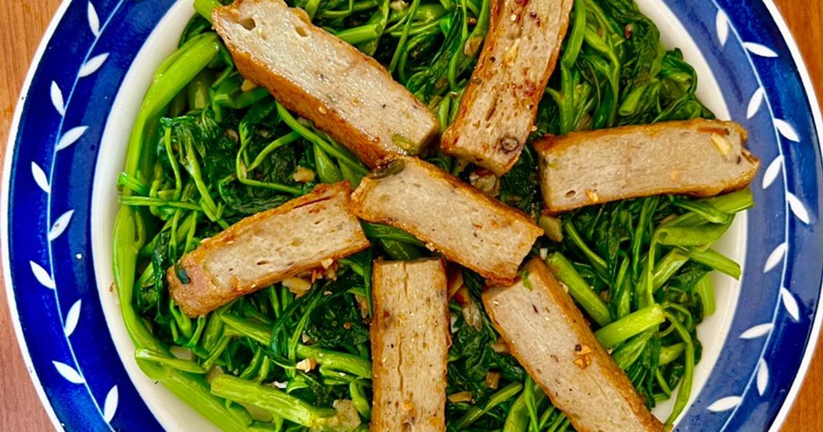 Rau Muống Xào Tỏi Sa Tế Và Chả Cá (2in1)
