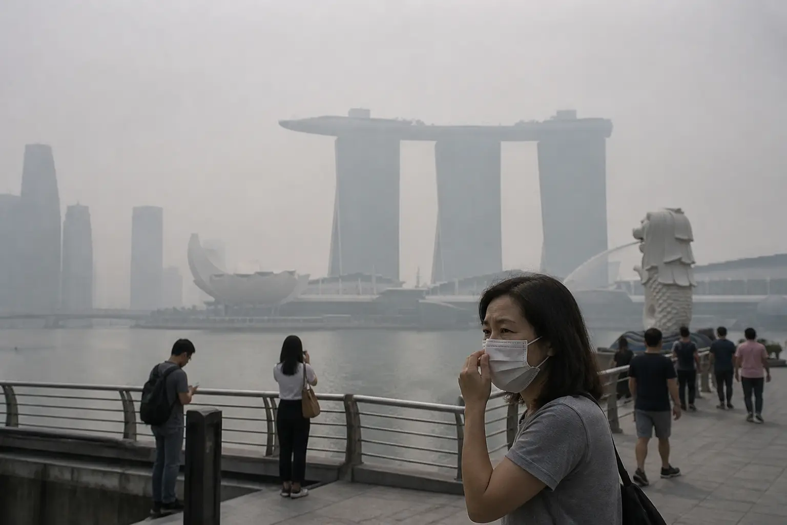 Editorial image for Singapore air quality enters unhealthy range as haze persists from Indonesia